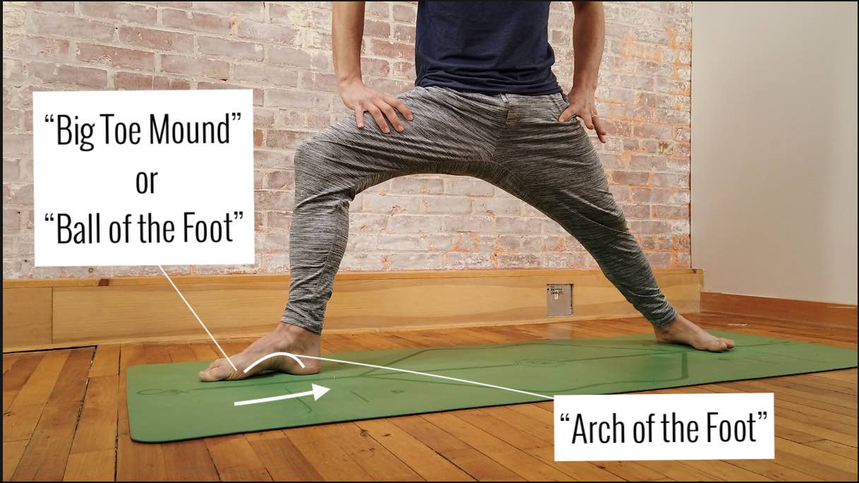 arch of the foot in warrior 2 yoga pose