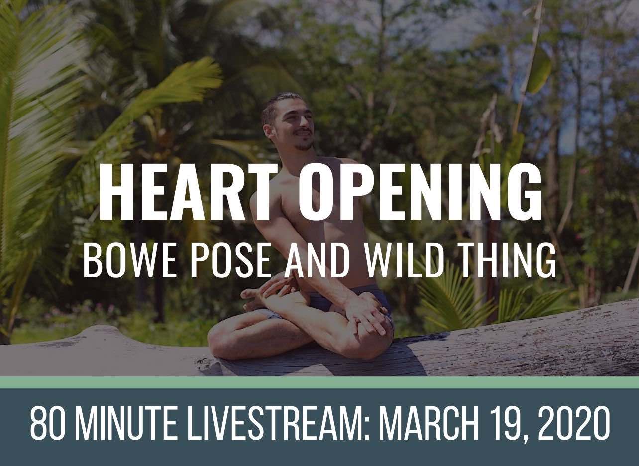 online yoga class heart opening bow and wild thing